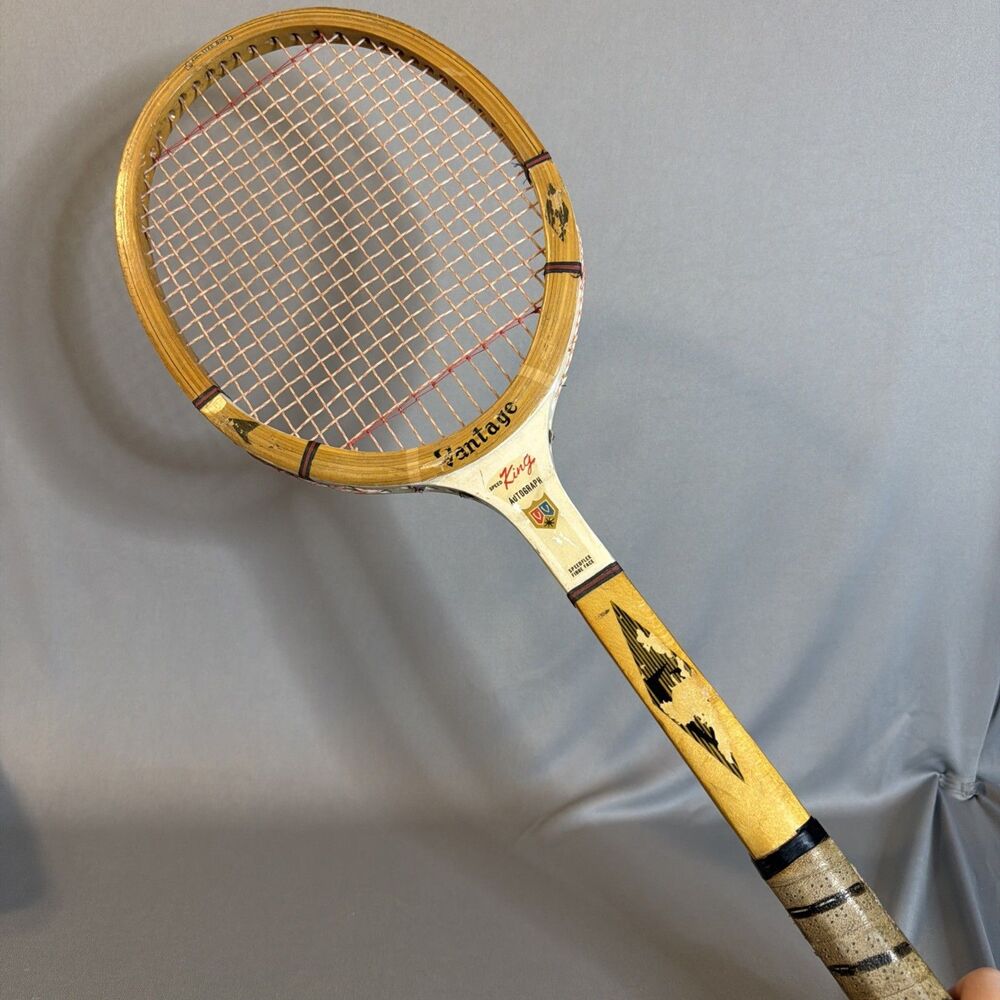 Vintage Wood Tennis Racquet Speed King Vantage Autograph Display